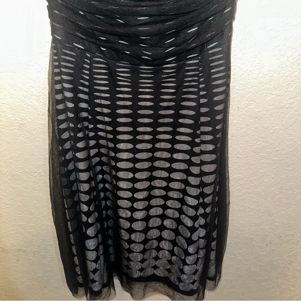 XOXO JRs 3 Black & White Polka Dot A-Line Cocktail 1950’s Retro Chiffon Dress - Picture 6 of 8